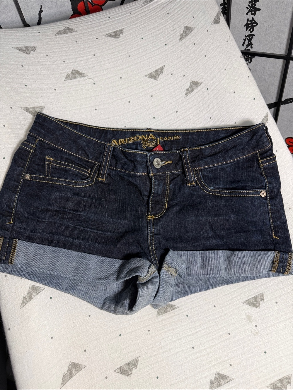 Arizona Jean Company Dark Indigo and Light Wash Two-Tone Denim Shorts